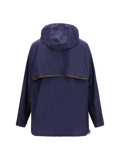 Hooded Technical Jacket Navy/Brown