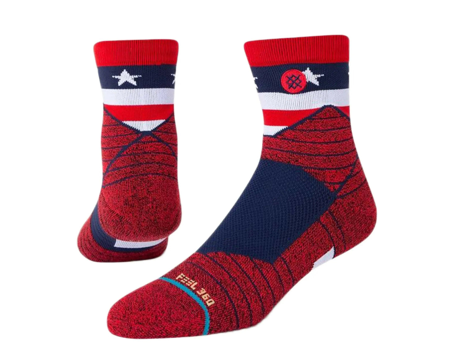 Stance Feel 360 American Quarter Ankle Socks Red