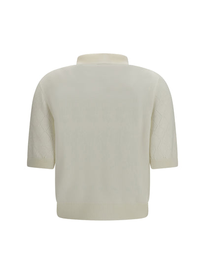 Polo Top Wool White