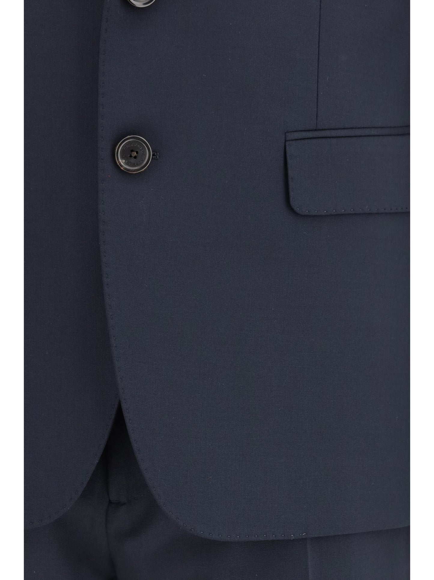 Suit Single-Breasted Wool-Blend Navy Blue