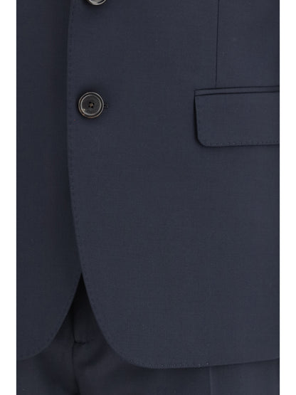 Suit Single-Breasted Wool-Blend Navy Blue