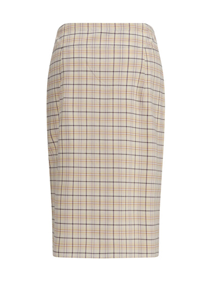 Skirt Checked Cotton Poplin Natural/Lilac