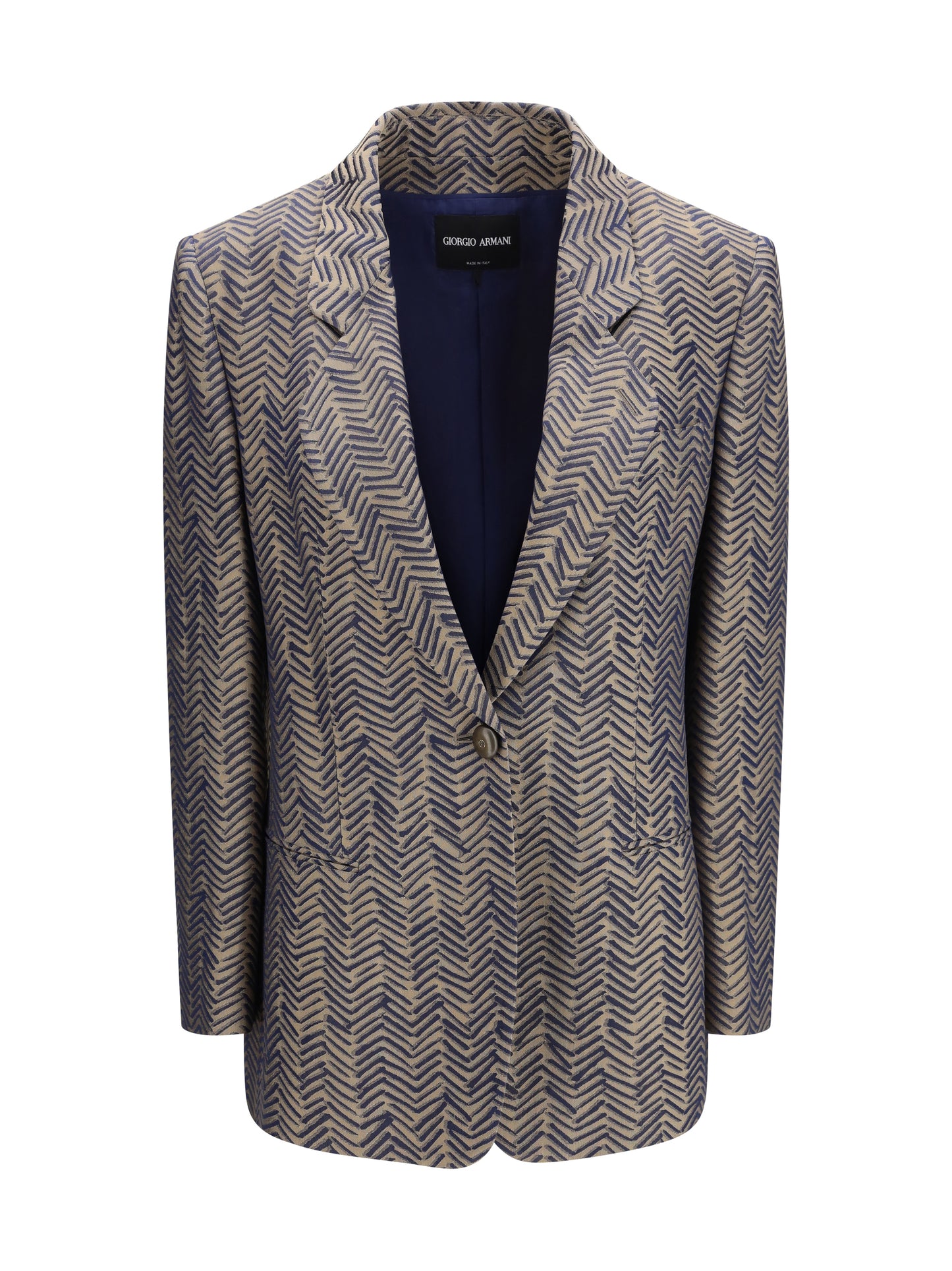 Single-Breasted Jacket Chevron Jacquard — Medieval Blue