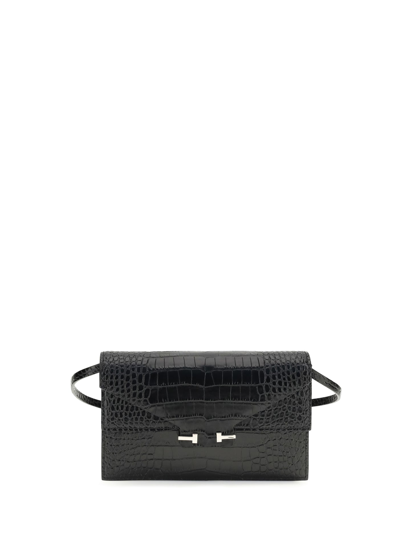 Shoulder Bag Crocodile-Print Black