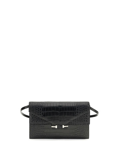 Shoulder Bag Crocodile-Print Black
