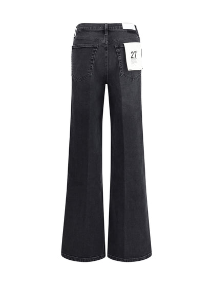 Wide-Leg Jeans Washed Black