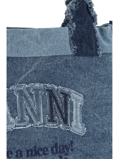 Denim Trapeze Shopper Mid Blue