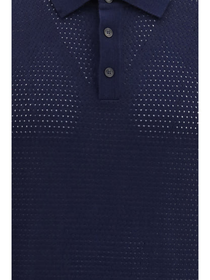 Short-Sleeve Knit Polo Shirt Navy