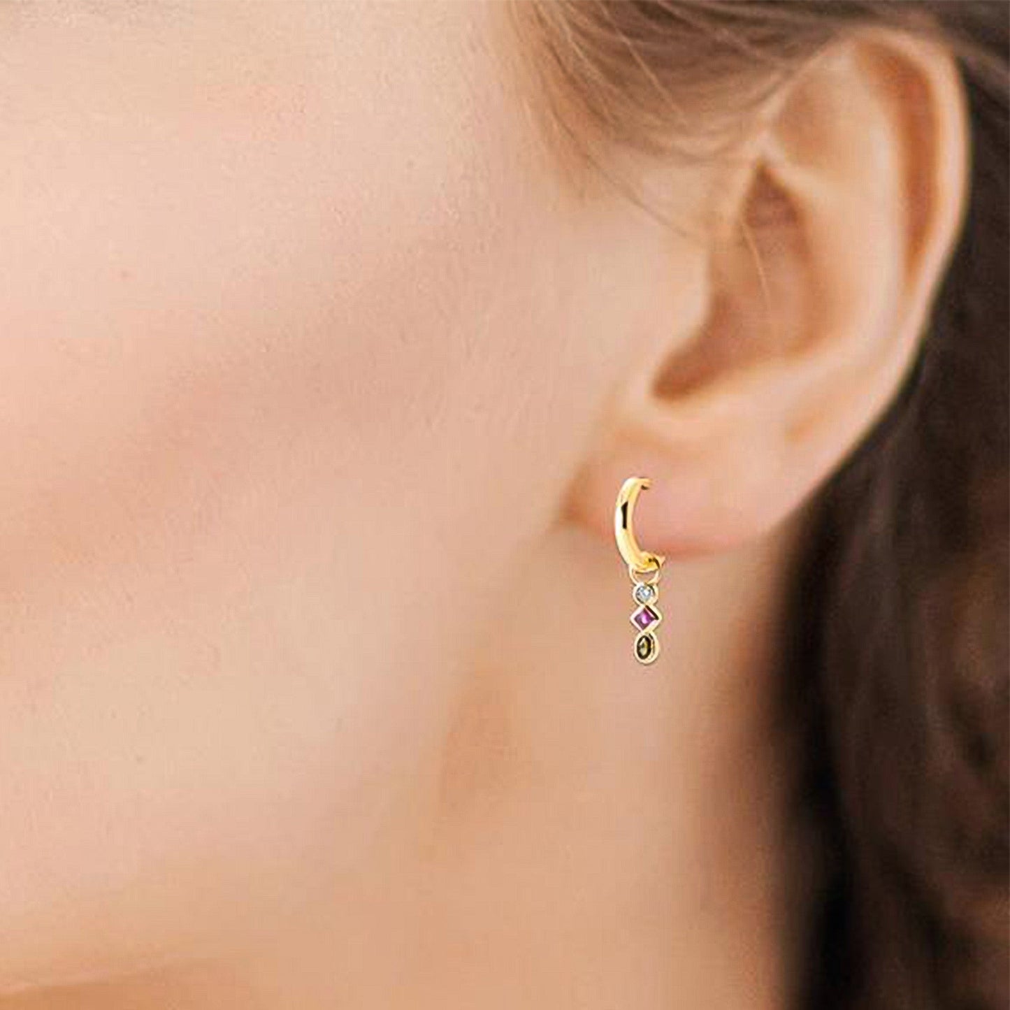 Lya Multi-Stone Huggie Earrings