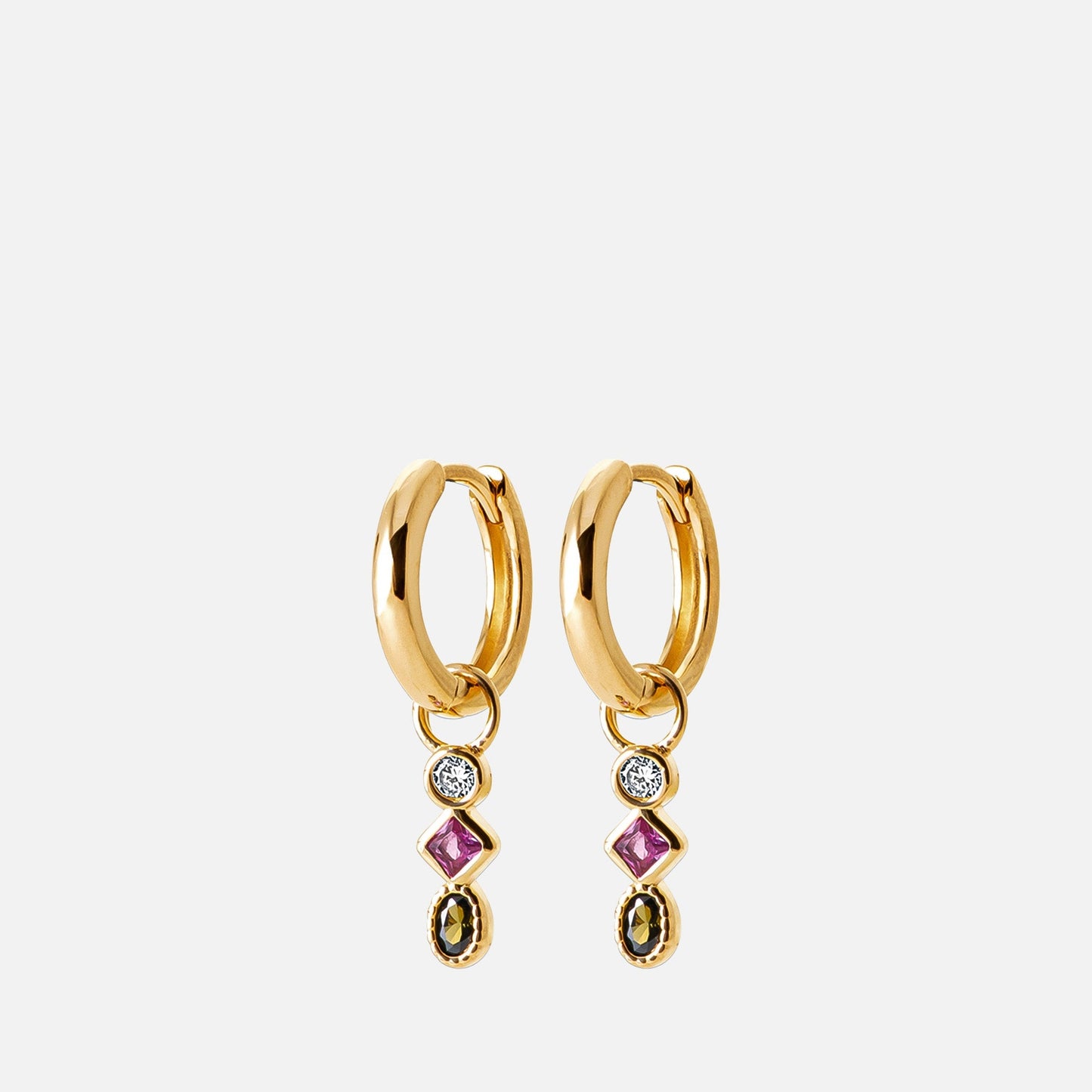 Lya Multi-Stone Huggie Earrings