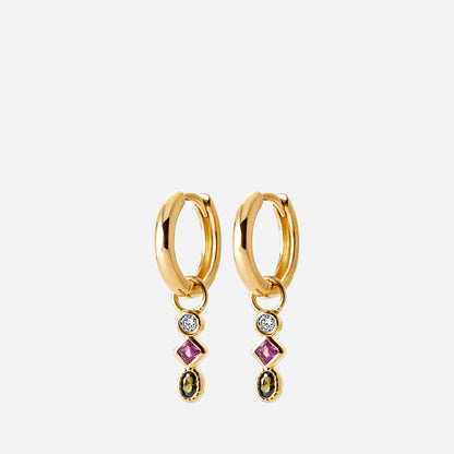 Lya Multi-Stone Huggie Earrings