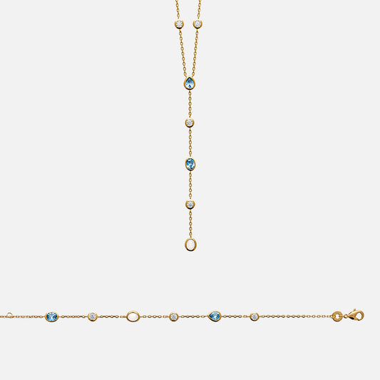 Cerulean Cascade Lariat Necklace