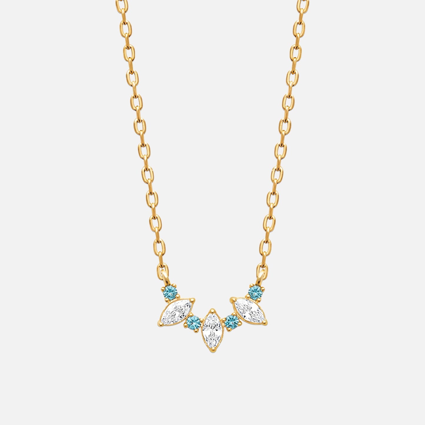 Aquamarine Bloom Arc Necklace