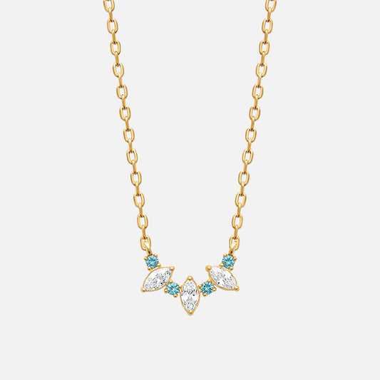 Aquamarine Bloom Arc Necklace