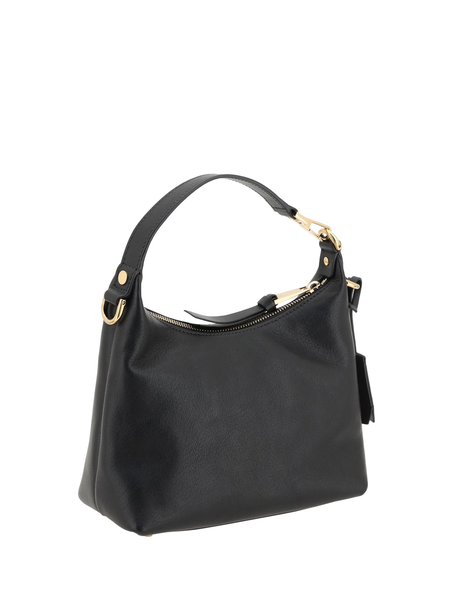 Hobo Handbag Black Calf Leather
