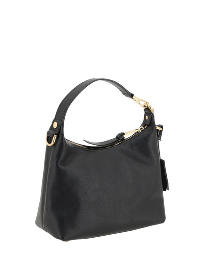 Hobo Handbag Black Calf Leather
