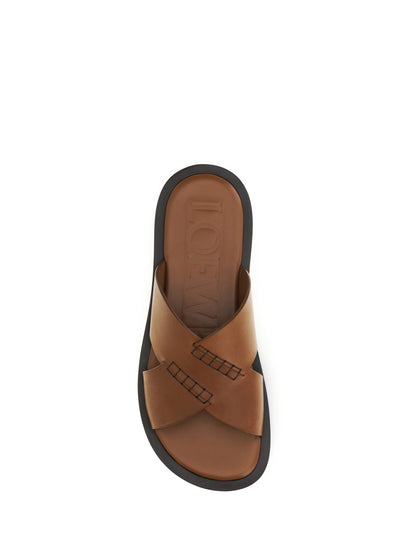 Slide Sandals Flex Tan Leather