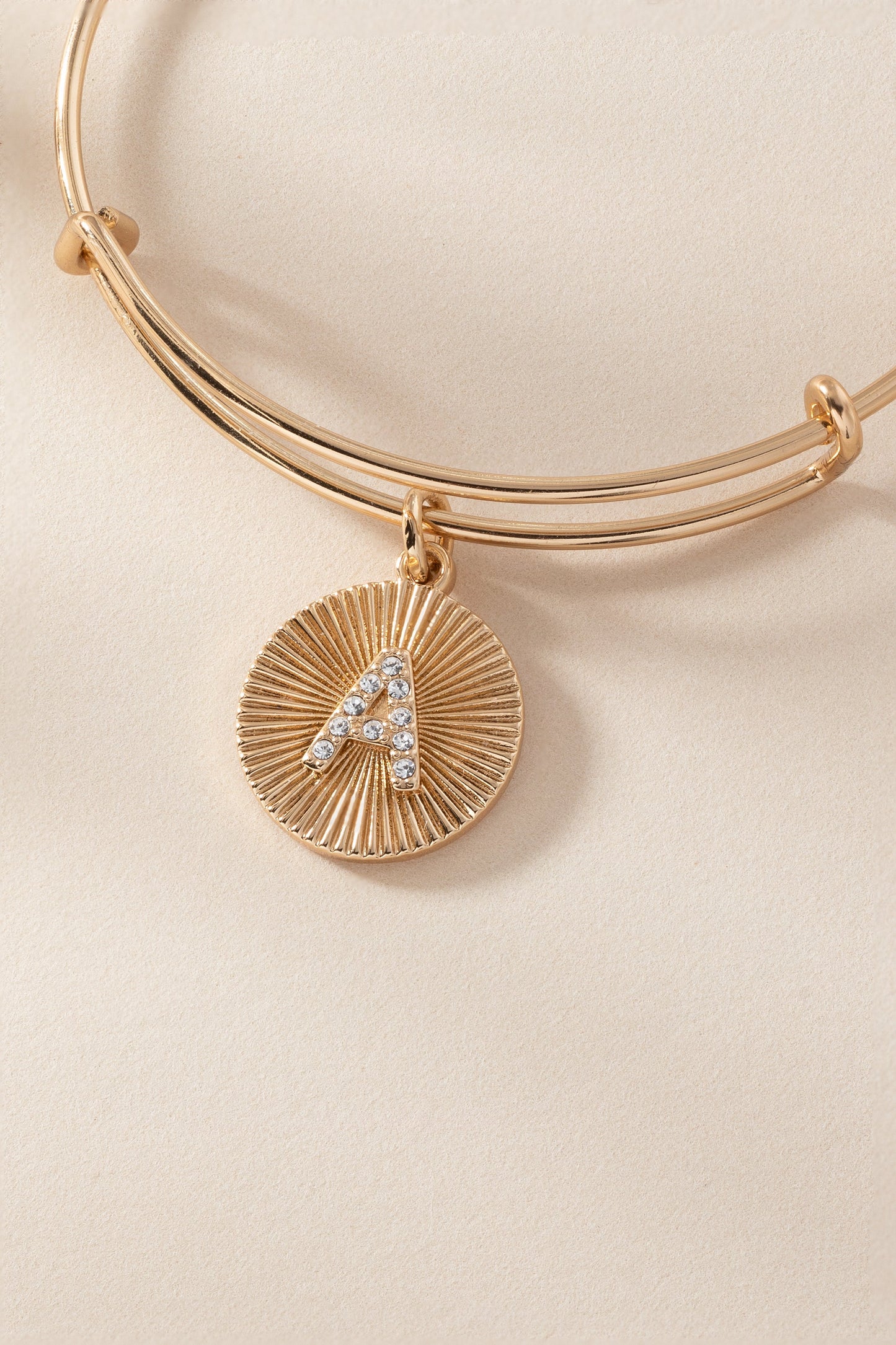 Initial A Pave Starburst Texture Bangle