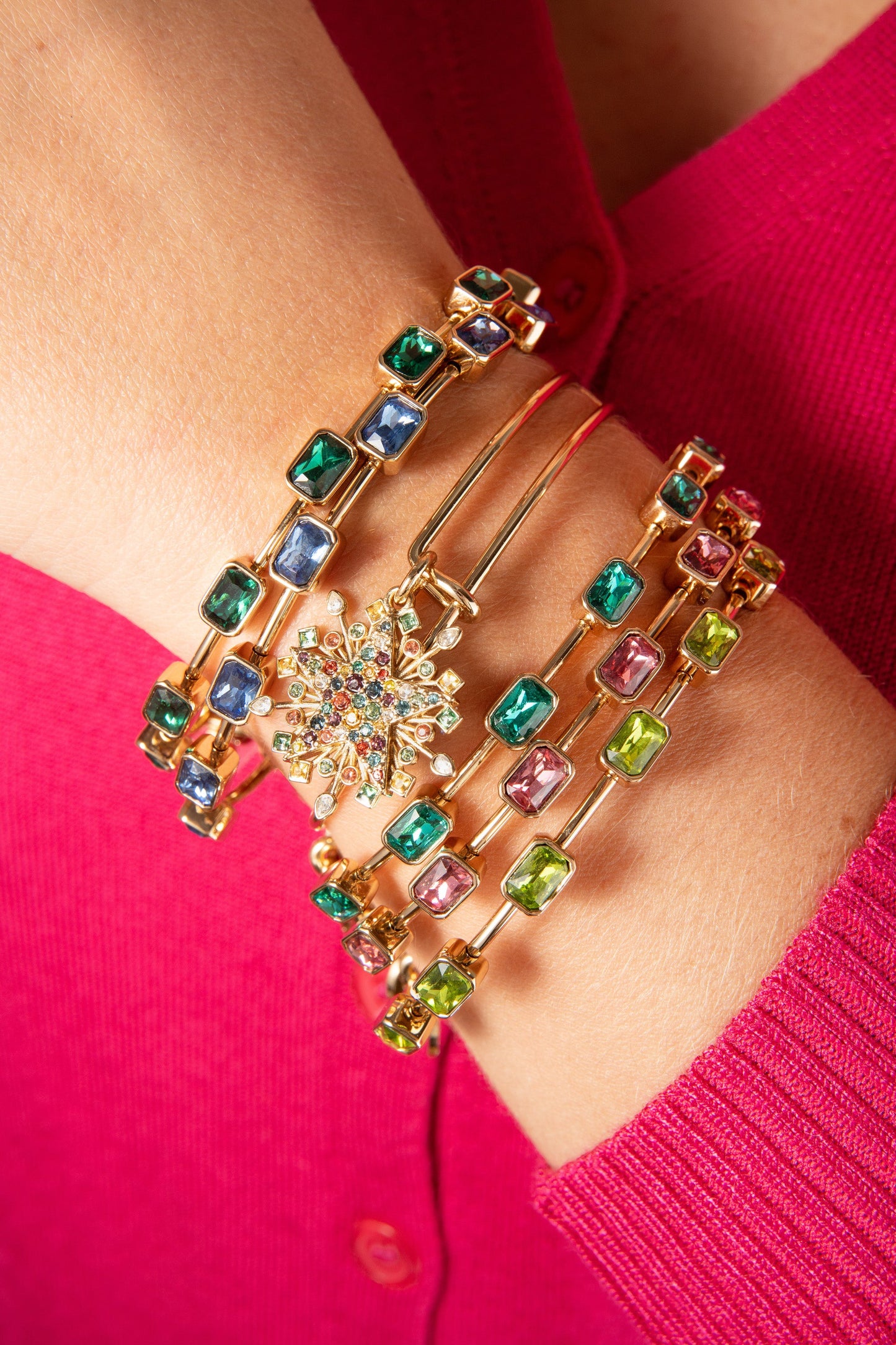 August Birthstone Emerald Cut Bangle