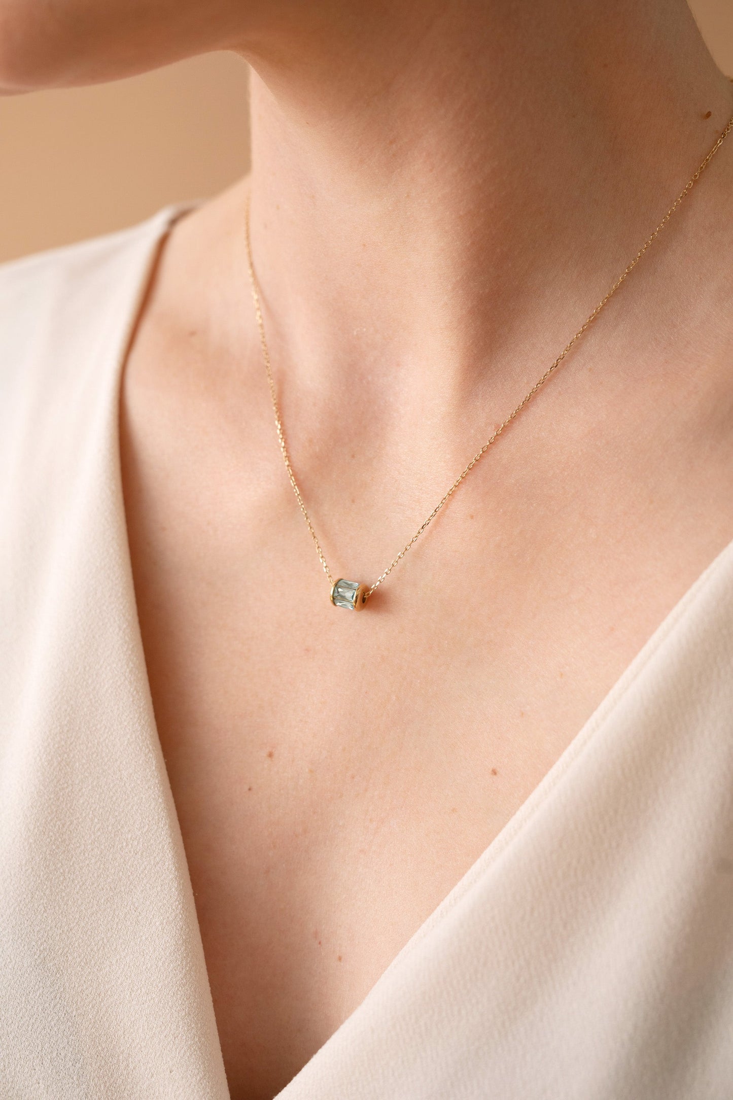 March Birthstone Precious Pendant Necklace