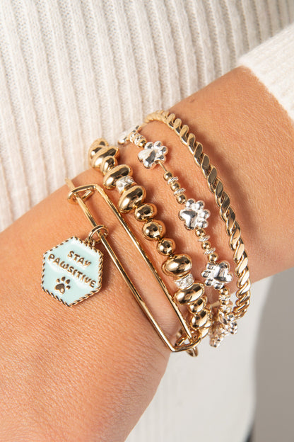 Paw Print Beaded Dog Bangle