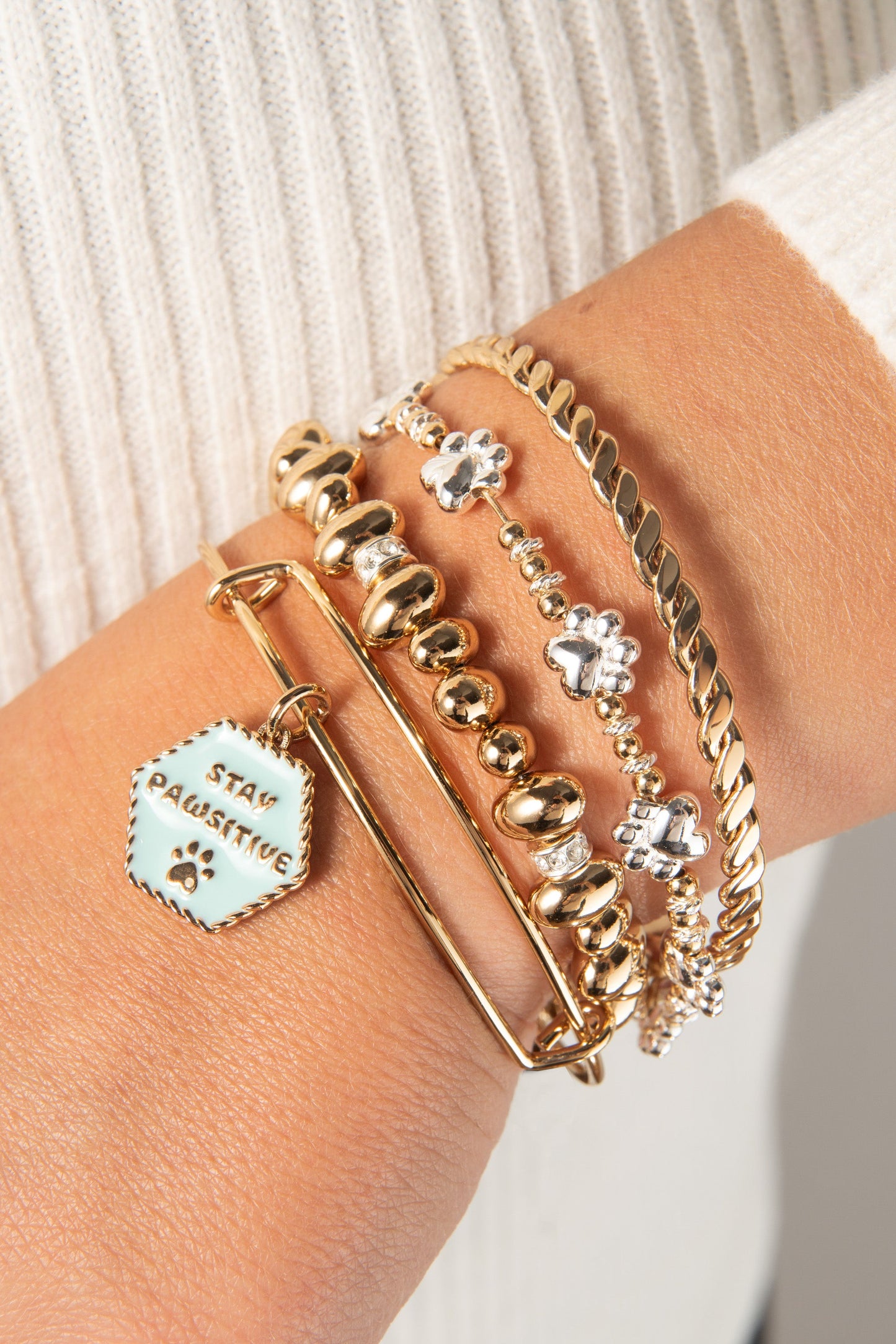 Dog 'Stay Pawsitive' Bangle