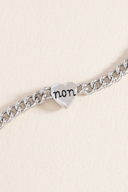 Engraved French 'Oui' & 'Non' Reversible Heart Bracelet