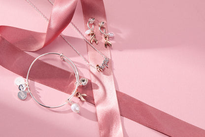 'Hope' Breast Cancer Awareness Pink Ribbon Necklace