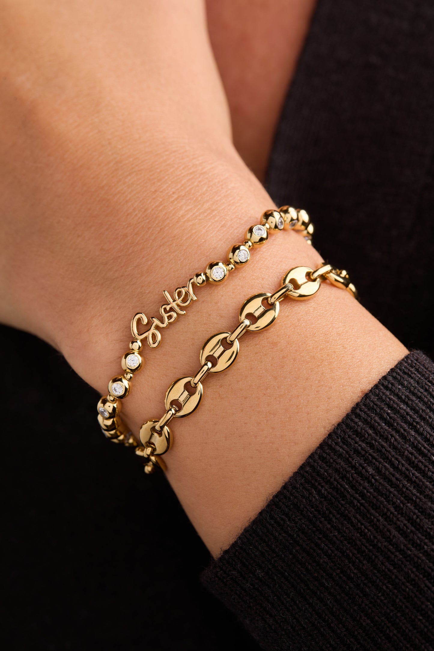 Sister Elongated Crystal Stretch Bracelet