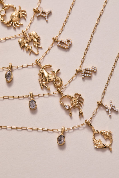 Pisces Zodiac Charm Cluster Necklace