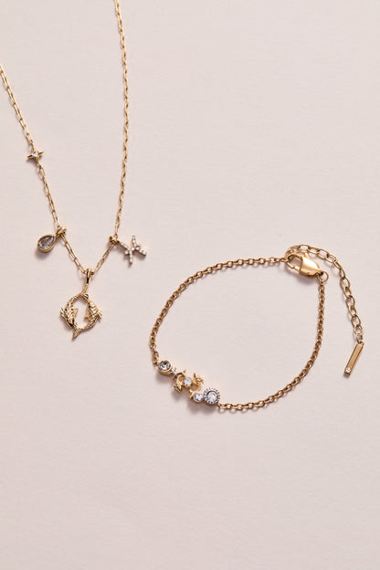 Pisces Zodiac Charm Cluster Necklace
