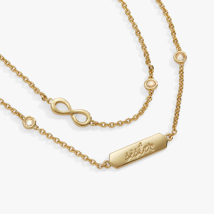 Sister Infinity Chain Double Strand Bracelet