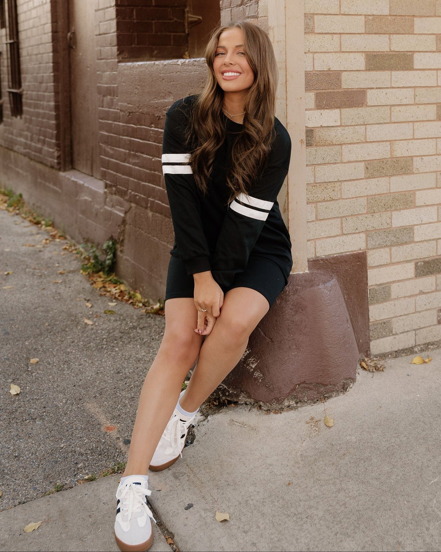 Varsity Sweater Dress - Black