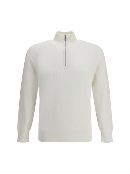 Cotton Sweater With High Neckline
