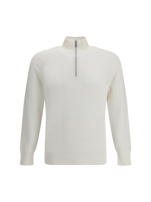 Cotton Sweater With High Neckline