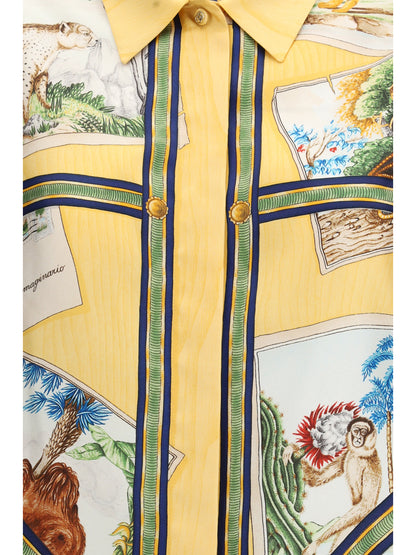 Shirt Silk Twill Yellow/Ivory