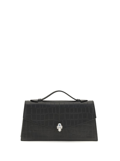 Handbag Skull Croc-Embossed Black/Silver