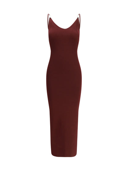 Slip Midi Dress Safety Pin Burgundy