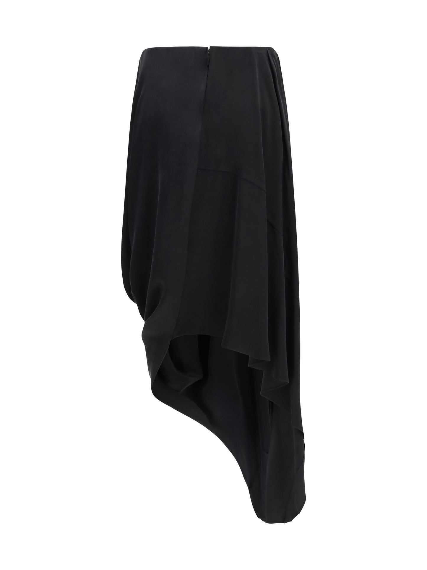 Midi Skirt Asymmetric Cupro Black