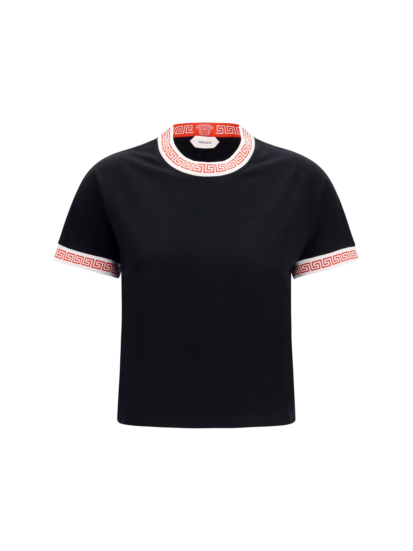 T-Shirt With Greca Detail Black