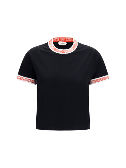 T-Shirt With Greca Detail Black