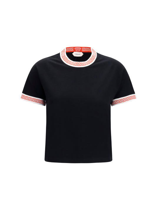T-Shirt With Greca Detail Black