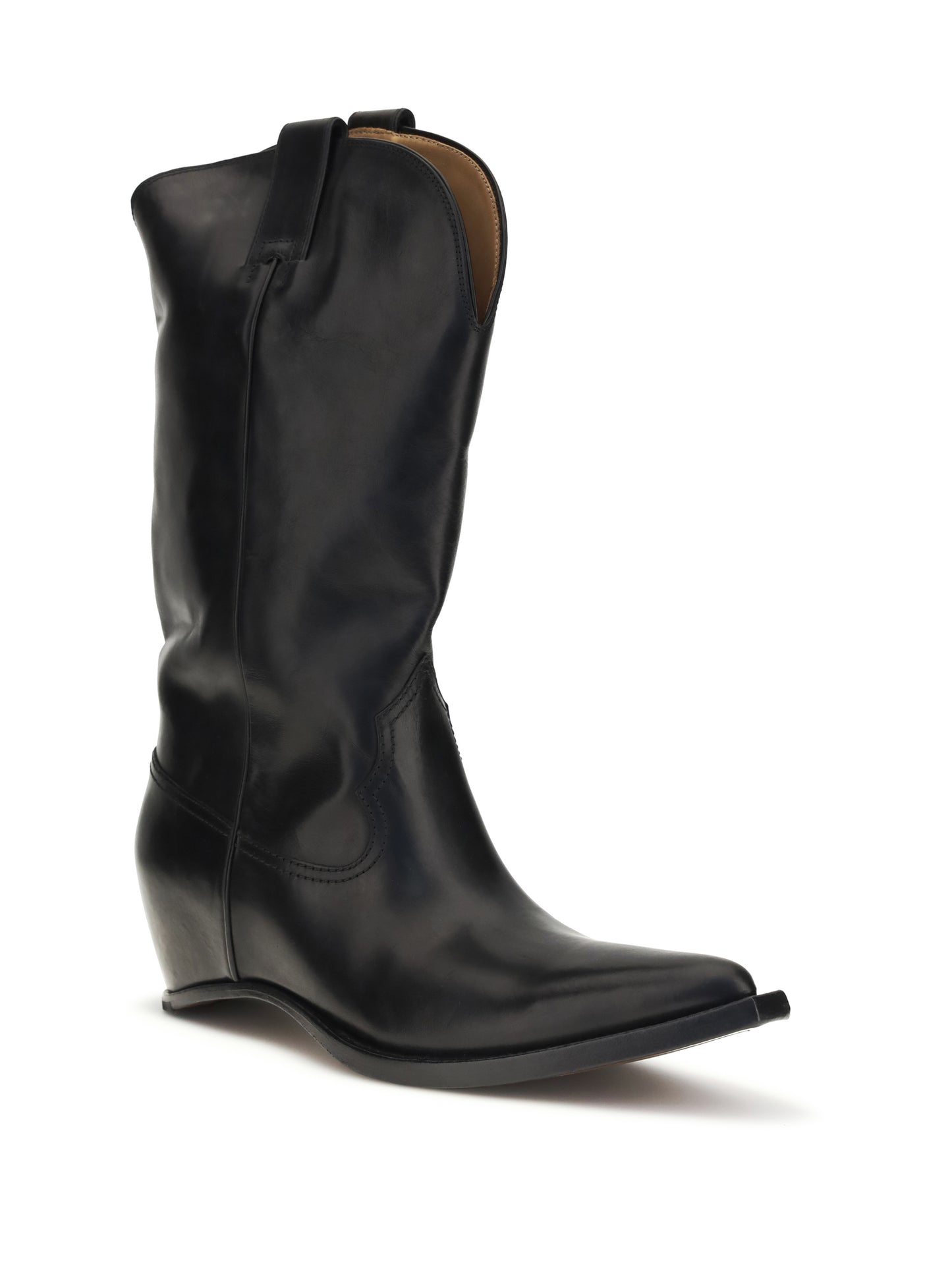 Boots Heel-Less Western Leather