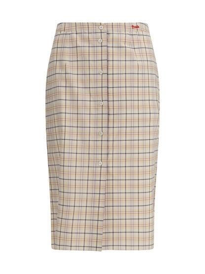 Skirt Checked Cotton Poplin Natural/Lilac