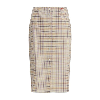 Skirt Checked Cotton Poplin Natural/Lilac