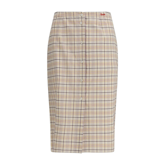 Skirt Checked Cotton Poplin Natural/Lilac