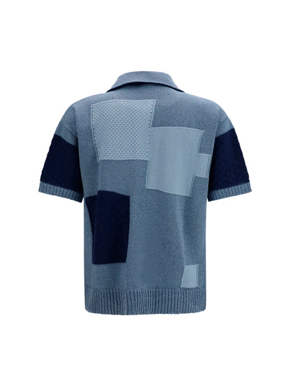 Short-Sleeve Cardigan Denim Blue