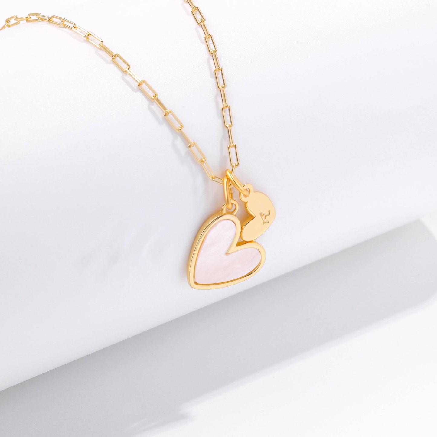 Mint & Lily Mother Of Pearl Heart Initial Necklace