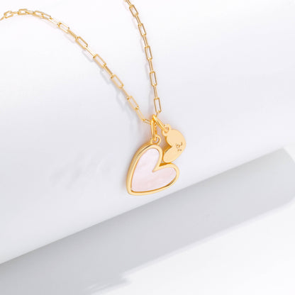 Mint & Lily Mother Of Pearl Heart Initial Necklace