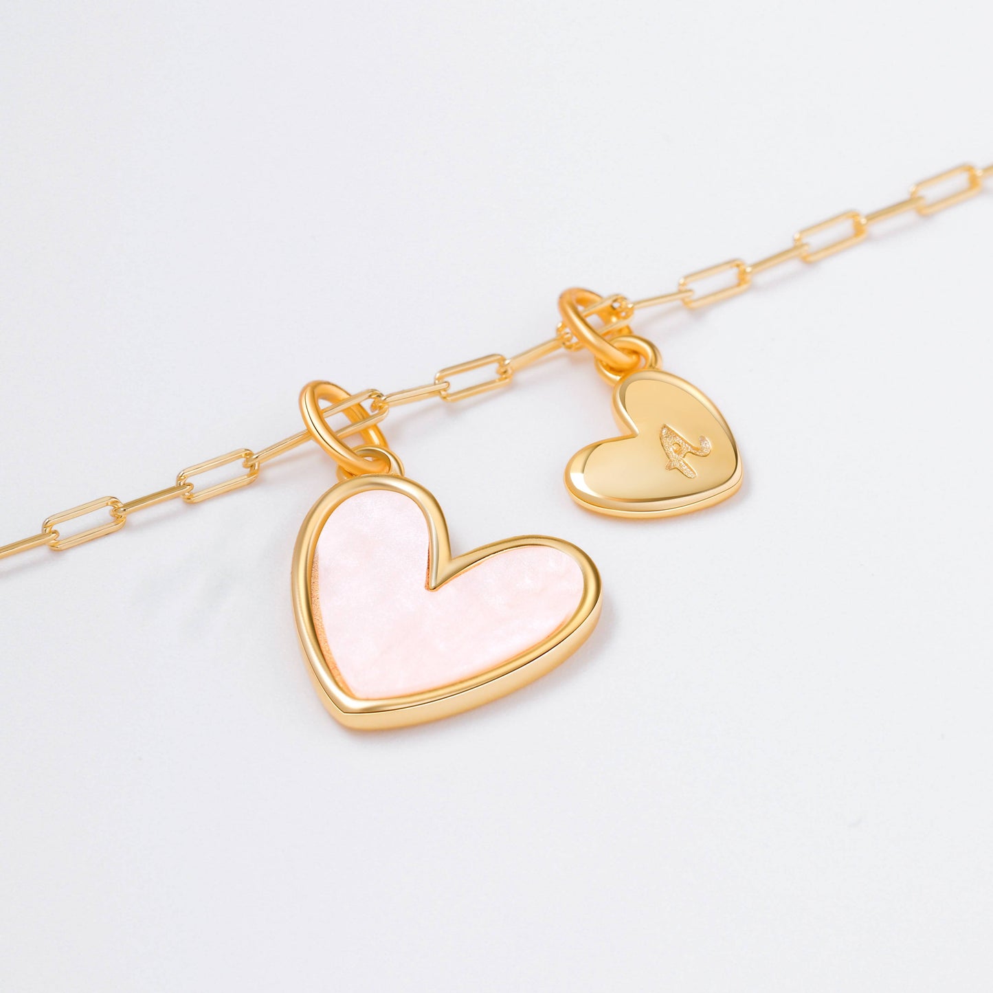 Mint & Lily Mother Of Pearl Heart Initial Necklace